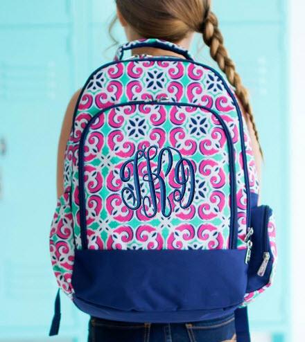 Monogrammed Mia Tile Backpack