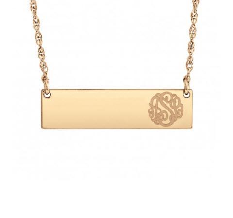 Monogrammed Bar Necklace with Engraved Initials  Apparel & Accessories > Jewelry > Necklaces