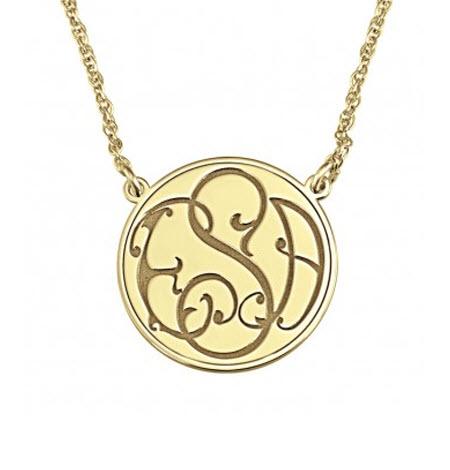 Monogrammed Necklace in Recessed Ivy Style    Apparel & Accessories > Jewelry > Necklaces