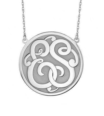 Monogrammed Necklace with Double Initials in Recessed Classic Style  Apparel & Accessories > Jewelry > Necklaces