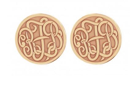Monogrammed Earring Studs in Classic Recessed Style   Apparel & Accessories > Jewelry > Earrings