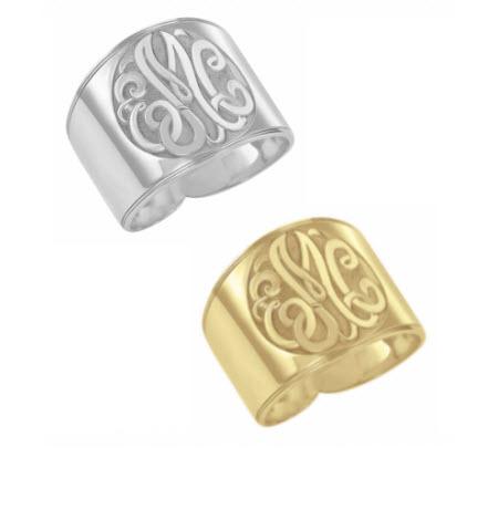 Monogrammed Ring in Recessed Classic Style   Apparel & Accessories > Jewelry > Rings