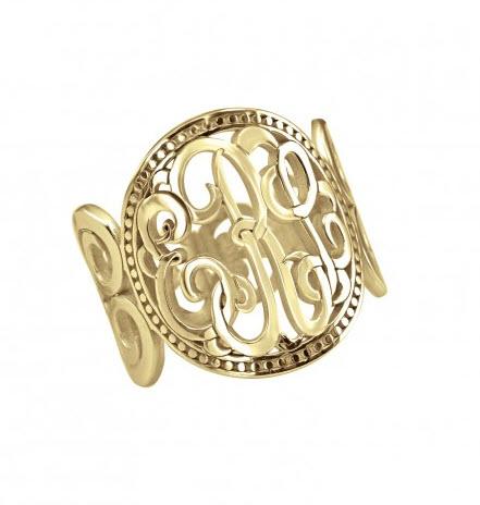 Monogrammed Ring in Cigar Band Style and Classic Design  Apparel & Accessories > Jewelry > Rings