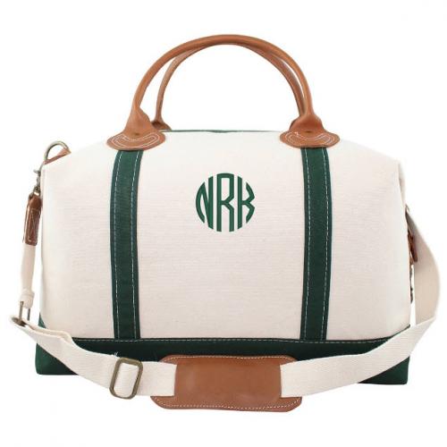 Monogrammed Weekender Bag with Green Trim   Luggage & Bags > Luggage Accessories