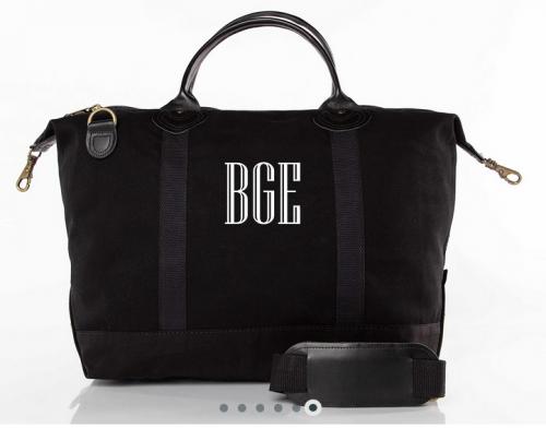 Monogrammed Black Weekender Canvas Bag   Luggage & Bags > Duffel Bags