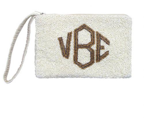 Beaded Monogram Guesseted Wristlet  Apparel & Accessories > Handbags > Clutches & Special Occasion Bags