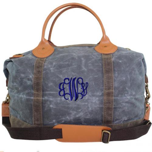 Monogrammed Weekender Waxed Canvas Duffel   Luggage & Bags > Duffel Bags