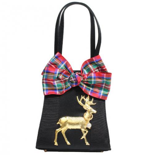 Holiday Plaid Bow and Deer Bag Holiday Plaid Bow and Deer Bag Apparel & Accessories > Handbags > Clutches & Special Occasion Bags