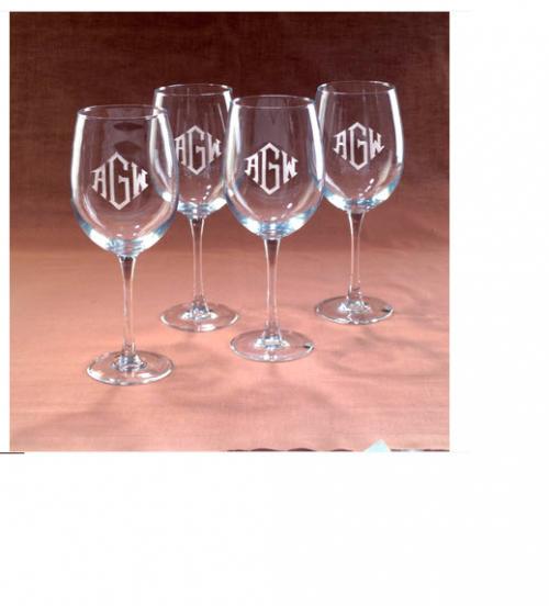 Personalized 8 oz Wine Glasses set of Four  Home & Garden > Kitchen & Dining > Tableware > Drinkware > Stemware