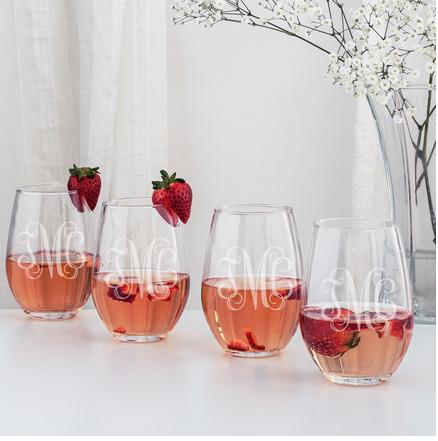 Monogrammed 221oz Set of 4 Stemless Glasses  Home & Garden > Kitchen & Dining > Tableware > Drinkware > Stemware