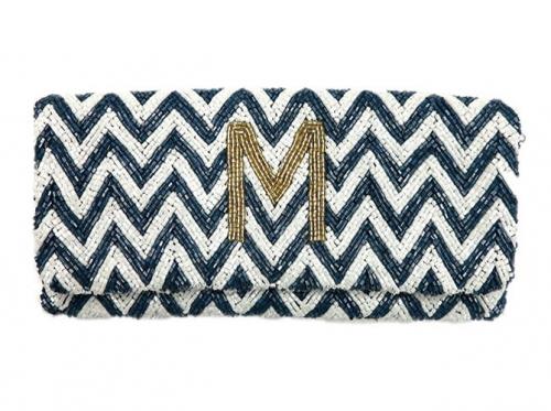 Chevron Pattern Beaded Monogram Clutch  Apparel & Accessories > Handbags > Clutches & Special Occasion Bags