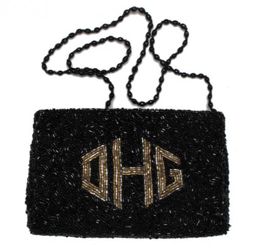 Beaded Monogram Pouch Gusset Bag  Apparel & Accessories > Handbags > Clutches & Special Occasion Bags