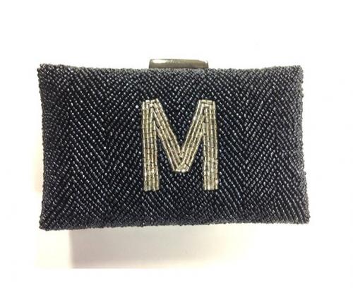 Monogrammed Hand Beaded Box Clutch  Apparel & Accessories > Handbags > Clutches & Special Occasion Bags