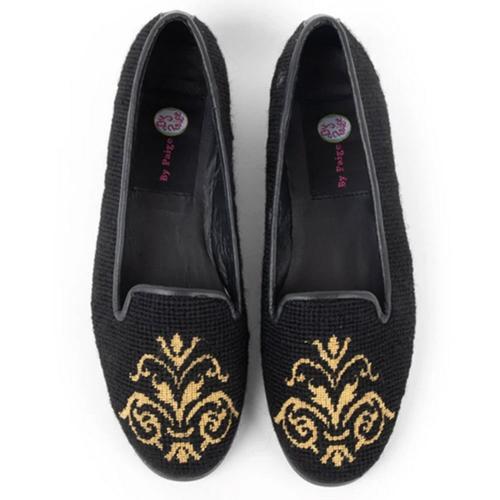By Paige Gold Scroll Ladies Needlepoint Loafers  Apparel & Accessories > Shoes > Loafers