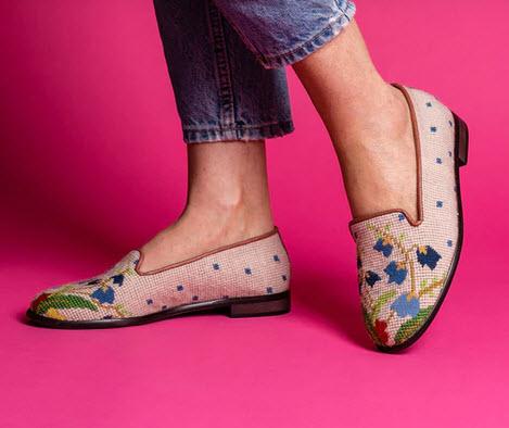 By Paige Bluebell Bouquet Ladies Needlepoint Loafers   Apparel & Accessories > Shoes > Loafers