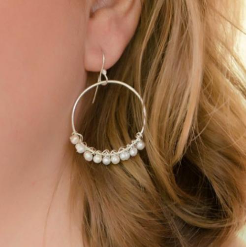 Cultured Pearl Medium Hoop Earrings Cultured Pearl Medium Hoop Earrings Apparel & Accessories > Jewelry > Precious Stones