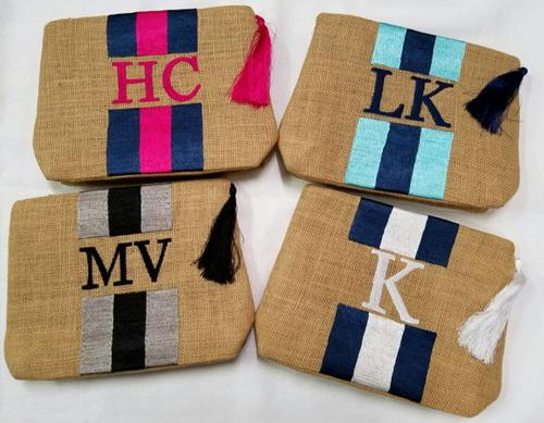 Monogrammed Jute Bag with tassel  Apparel & Accessories > Handbags > Clutches & Special Occasion Bags