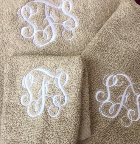 Monogrammed Beige Luxury Towel set   Home & Garden > Bathroom Accessories