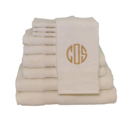 Monogrammed Ivory Luxury Towel Set   Home & Garden > Bathroom Accessories
